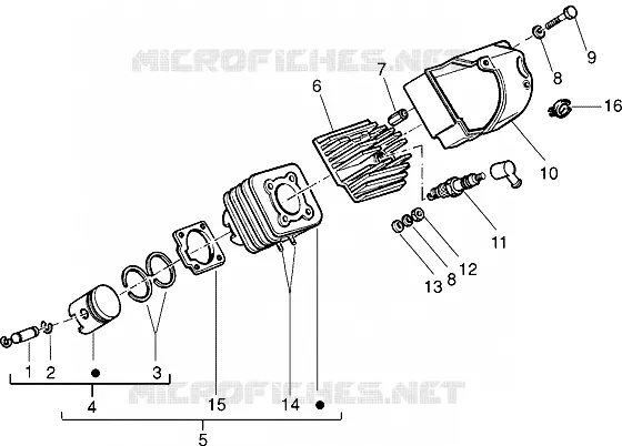 Cylinder-piston-wrist pin, assy