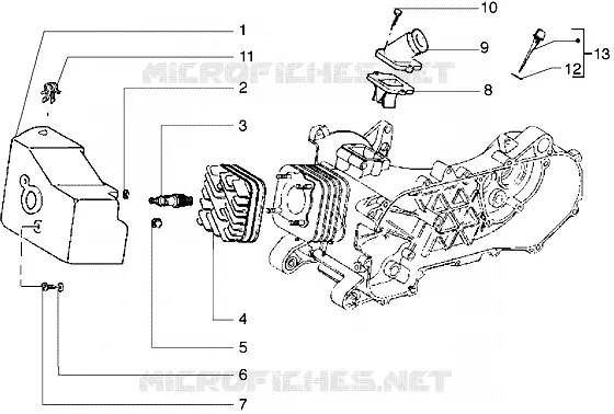 Cylinder head-cooling hood-inlet and induction pipe