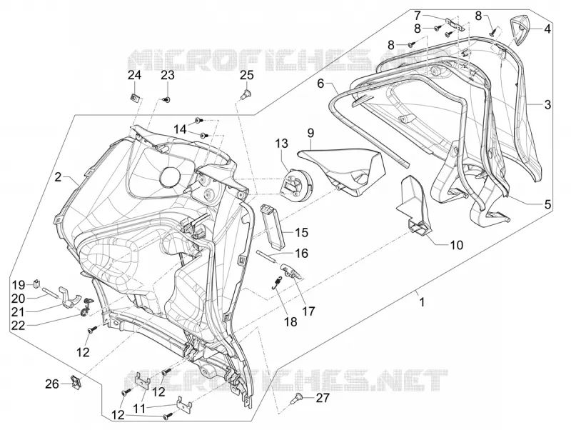 Front glove-box - Knee-guard panel