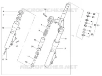 Forquilha/tubo da direcção - Grupo de apoio dos engates