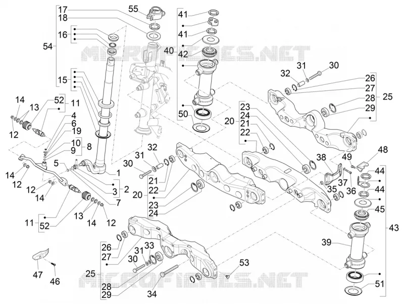 Fork/steering tube - Steering bearing unit